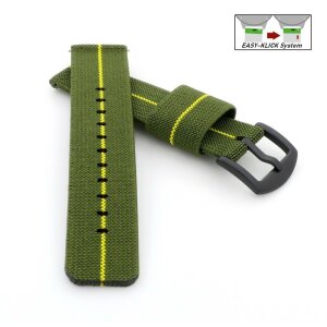 Elastic Easy-Klick Textil Uhrenarmband Modell Doubleflex-P grün-gelb 22 mm