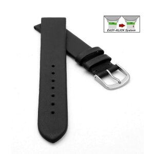 Feines Easy-Klick Leder-Uhrenarmband Modell Basel-NL schwarz 20 mm