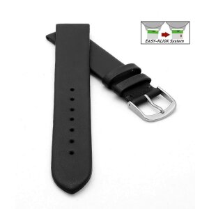 Feines Easy-Klick Leder-Uhrenarmband Modell Basel-NL schwarz 19 mm