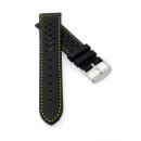 Softleder Uhrenarmband Modell Sportiva schwarz-gelb 20 mm