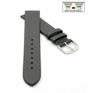 Feines Easy-Klick Leder-Uhrenarmband Modell Basel-NL dunkel-grau 22 mm