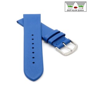 Feines Easy-Klick Leder-Uhrenarmband Modell Basel-NL königs-blau 20 mm