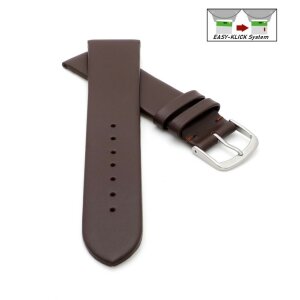 Feines Easy-Klick Leder-Uhrenarmband Basel-XL mocca 20 mm