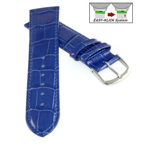 Feines Easy-Klick Alligator Leder Uhrenarmband Modell Genf-71S XS königs-blau 18 mm
