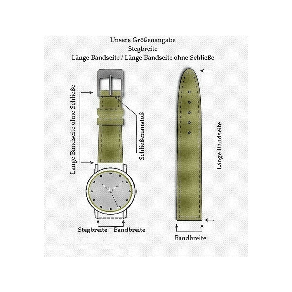 Feines Easy-Klick Leder-Uhrenarmband Basel-XS weiß 20 mm