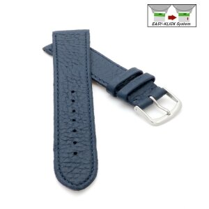 Feines Easy-Klick Hirsch-Leder Uhrenarmband Modell Hirsch-71N-XL blau 14 mm