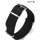 Eulit Nato-Nylon Durchzugs-Uhrenarmband Modell Explorer schwarz 22 mm