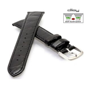 Diloy Easy-Klick echt Krokodil Uhrenarmband Modell Torge schwarz 14 mm