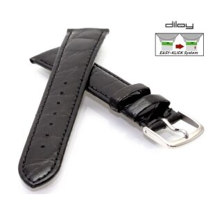 Diloy Easy-Klick echt Krokodil Uhrenarmband Modell Torge schwarz 18 mm