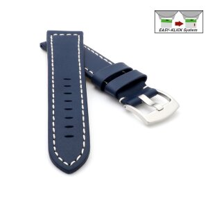 Easy-Klick Kalbsleder Flieger Uhrenarmband Modell Belgrad dunkel-blau 18 mm