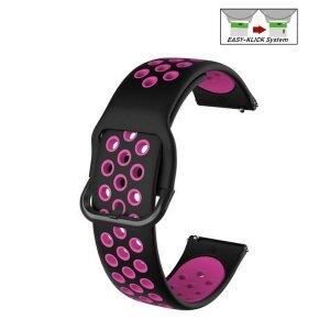Easy-Klick Silikon Uhrenarmband Modell Palermo-XS schwarz-pink 20 mm komp. Samsung