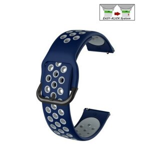 Easy-Klick Silikon Uhrenarmband Modell Palermo-XS blau-grau 20 mm komp. Samsung