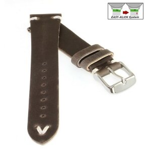 Feines Easy-Klick  Velours-Leder Uhrenarmband Modell Rolly mocca 19/16 mm