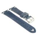Feines Easy-Klick  Velours-Leder Uhrenarmband Modell Rolly blau 20/16 mm