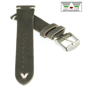 Feines Easy-Klick  Velours-Leder Uhrenarmband Modell Rolly grün 20/16 mm