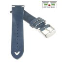 Feines Easy-Klick  Velours-Leder Uhrenarmband Modell Rolly blau 22/18 mm