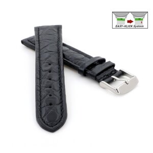 Easy-Klick Kroko-Alligator Uhrenarmband Modell African-DS schwarz 24 mm