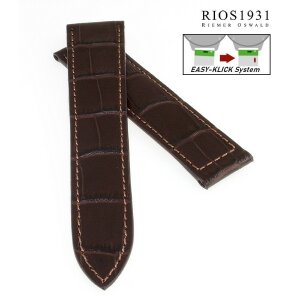 Easy-Klick Alligator Ersatz-Uhrenarmband für Cartier Tank mokka 16/14 mm für Faltschließe