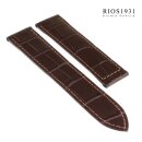 Easy-Klick Alligator Ersatz-Uhrenarmband für Cartier Tank mokka 18/16 mm für Faltschließe, Damenlänge