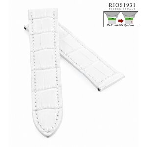 Easy-Klick Alligator Ersatz-Uhrenarmband für Cartier Tank weiß 18/16 mm für Faltschließe, Damenlänge