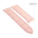 Easy-Klick Alligator Ersatz-Uhrenarmband für Cartier Tank rosa 18/16 mm für Faltschließe, Herrenlänge