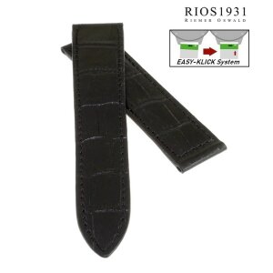 Easy-Klick Alligator Ersatz-Uhrenarmband für Cartier Tank schwarz 20/18 mm für Faltschließe, Herrenlänge