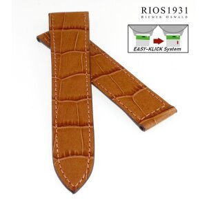 Easy-Klick Alligator Ersatz-Uhrenarmband für Cartier Tank cognac 20/18 mm für Faltschließe, Herrenlänge