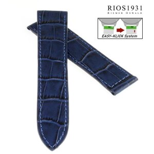 Easy-Klick Alligator Ersatz-Uhrenarmband für Cartier Tank blau 20/18 mm für Faltschließe, Herrenlänge
