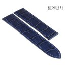 Easy-Klick Alligator Ersatz-Uhrenarmband für Cartier Tank blau 20/18 mm für Faltschließe, Herrenlänge