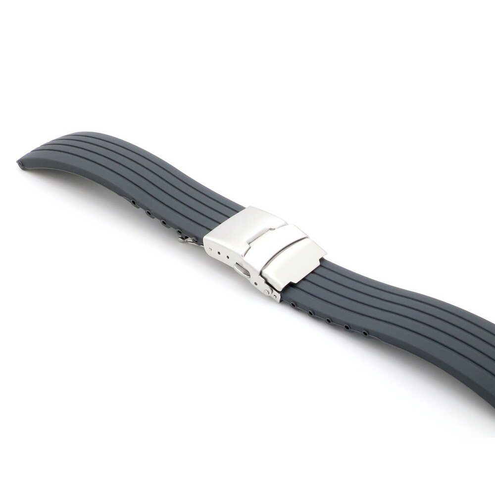 Silikon Uhrenarmband Modell Kreta grau 24 mm, Faltschließe Uhrenarm