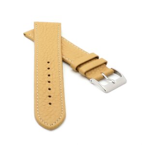 Feines flaches Kalbsleder Uhrenarmband Modell Kuba-NL vanille-beige 14 mm