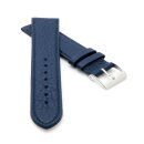 Feines flaches Kalbsleder Uhrenarmband Modell Kuba-NL dunkel-blau 22 mm