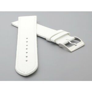 Feines flaches Kalbsleder Uhrenarmband Modell Kuba-NL weiß 18 mm