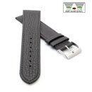 Feines flaches Easy-Klick Kalbsleder Uhrenarmband Modell Kuba-NL dunkel-grau 12 mm