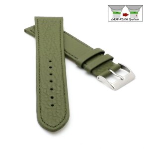 Feines flaches Easy-Klick Kalbsleder Uhrenarmband Modell Kuba-NL oliv-grün 12 mm