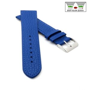 Feines flaches Easy-Klick Kalbsleder Uhrenarmband Modell Kuba-NL navy-blau 12 mm