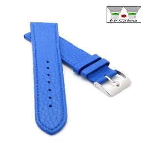 Feines flaches Easy-Klick Kalbsleder Uhrenarmband Modell Kuba-NL meer-blau 12 mm