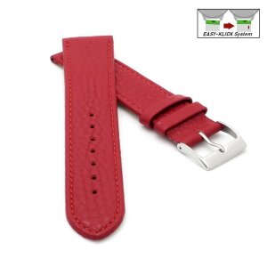 Feines flaches Easy-Klick Kalbsleder Uhrenarmband Modell Kuba-NL dunkel-rot 14 mm