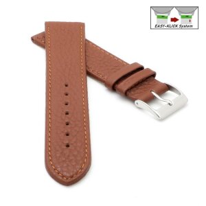 Feines flaches Easy-Klick Kalbsleder Uhrenarmband Modell Kuba-NL cacao-braun 14 mm