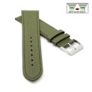 Feines flaches Easy-Klick Kalbsleder Uhrenarmband Modell Kuba-NL oliv-grün 18 mm