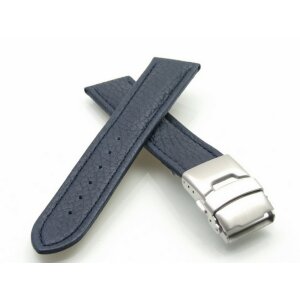 Kalbsleder Uhrenarmband Modell Freiburg-FS blau-TiT 24 mm, Faltschließe