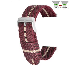Easy-Klick Canvas-Nylon Textil Uhrenarmband Modell Punch rot-beige 20 mm