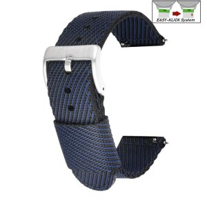 Easy-Klick Canvas-Nylon Textil Uhrenarmband Modell Punch blau 22 mm