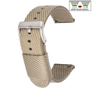 Easy-Klick Canvas-Nylon Textil Uhrenarmband Modell Punch beige-creme 24 mm