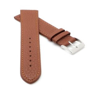 Feines flaches Kalbsleder Uhrenarmband Modell Kuba-XL cacao-braun 14 mm