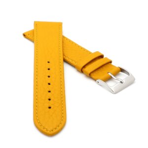 Feines flaches Kalbsleder Uhrenarmband Modell Kuba-XL senf-gelb 16 mm