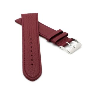 Feines flaches Kalbsleder Uhrenarmband Modell Kuba-XL bordeaux-rot 18 mm