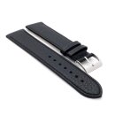 Feines flaches Kalbsleder Uhrenarmband Modell Kuba-XL schwarz 20 mm
