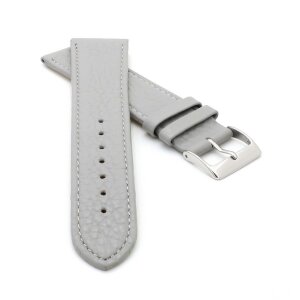 Feines flaches Kalbsleder Uhrenarmband Modell Kuba-XL hell-grau 22 mm