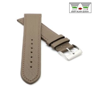 Feines flaches Easy-Klick Kalbsleder Uhrenarmband Modell Kuba-XL taupe-braun 12 mm